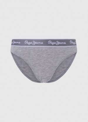 Ropa Interior Pepe Jeans Classic Panty With Printed Logo Mujer Gris | 304JTLYSX