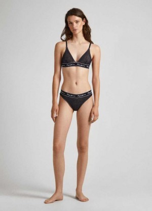 Ropa Interior Pepe Jeans Classic Tanga Mujer Negras | 732TDCFEK