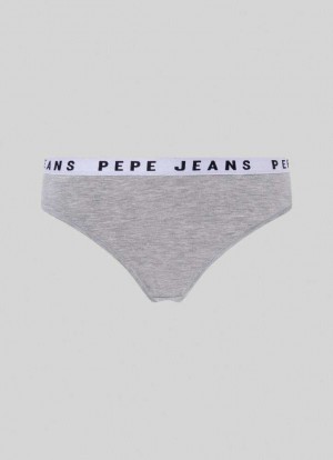 Ropa Interior Pepe Jeans Classic Tanga With Printed Logo Mujer Gris | 048DEBNFT