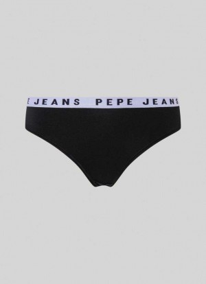 Ropa Interior Pepe Jeans Classic Tanga With Printed Logo Mujer Negras | 706HJLPSK