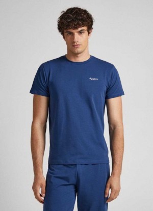 Ropa Interior Pepe Jeans Printed Logo Algodon T-shirt Hombre Azul Marino | 675SXLZNR