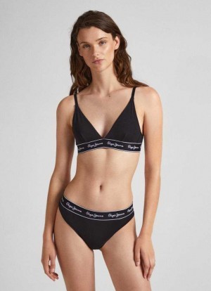 Ropa Interior Pepe Jeans Stretchy Algodon Bra Mujer Negras | 512TFPLMN