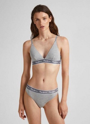 Ropa Interior Pepe Jeans Stretchy Algodon Bra Mujer Gris | 657AOVFNL
