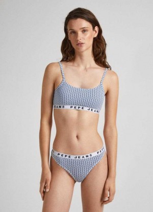 Ropa Interior Pepe Jeans String Bralette With Logo Mujer Azules | 305MFOXZS