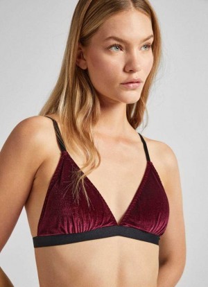 Ropa Interior Pepe Jeans Velvet Bra Mujer Burdeos Rojas | 052PZNBQM