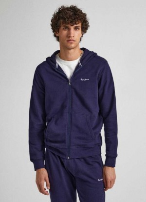 Ropa Interior Pepe Jeans Zip-up Terry Sweatshirt With Logo Hombre Azul Marino | 094ECPIYH