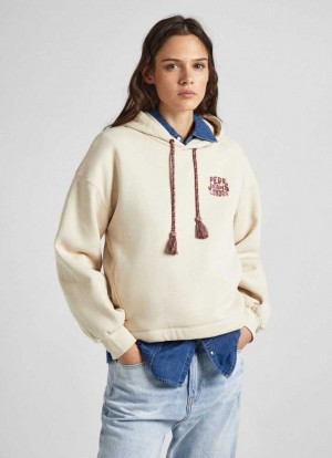 Sudadera con Capucha Pepe Jeans Adjustable Hoodie Mujer Marrones Beige | 587QUPLNT