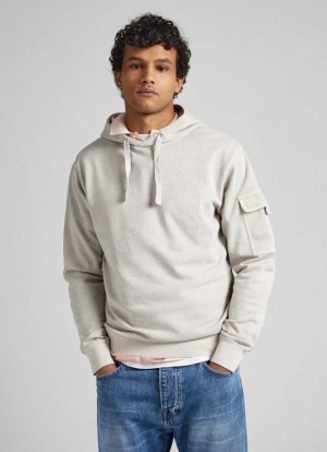 Sudadera con Capucha Pepe Jeans Adjustable Hoodie Hombre Blancas | 425JHCPZI