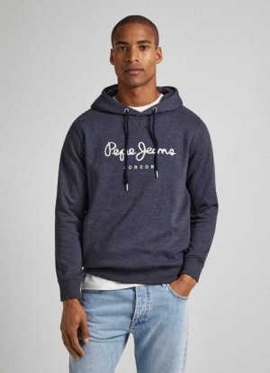 Sudaderas Pepe Jeans Embroidered Logo Sweatshirt Hombre Azules | 748QNPVED