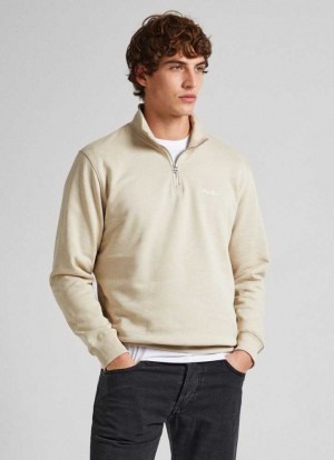 Sudaderas Pepe Jeans Half-zip Sweatshirt Hombre Beige Claro | 485CLMWGU