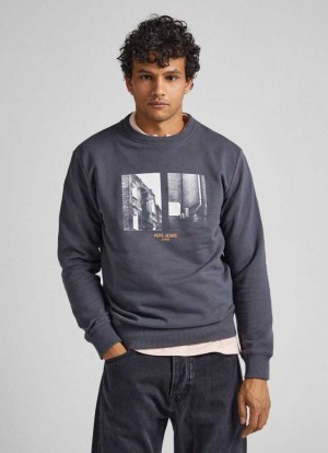 Sudaderas Pepe Jeans Photo Print Sweatshirt Hombre Gris | 782VYKSTF