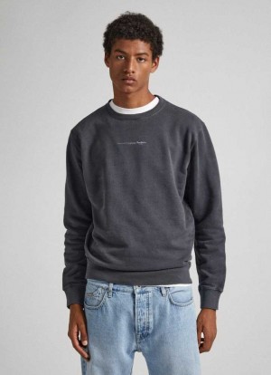 Sudaderas Pepe Jeans Sustainable Algodon Logo Sweatshirt Hombre Negras | 840FHMPIN