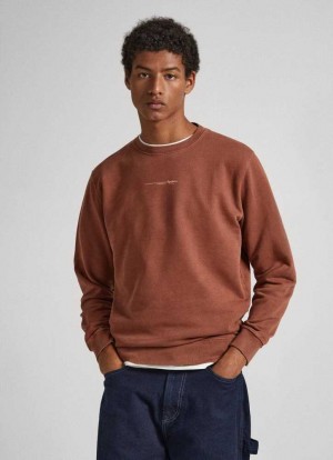 Sudaderas Pepe Jeans Sustainable Algodon Logo Sweatshirt Hombre Naranjas | 678CFLPDZ