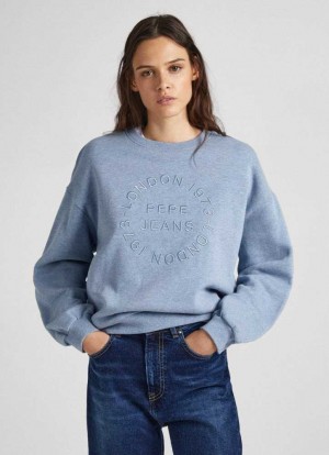 Sudaderas Pepe Jeans Sweatshirt W/ Embroidered Logo Mujer Gris Azules | 602LHYAZP