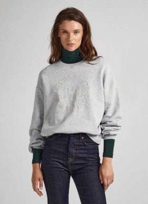 Sudaderas Pepe Jeans Sweatshirt W/ Embroidered Logo Mujer Gris | 174QTDLNK