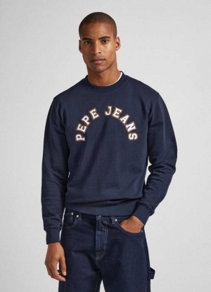 Sudaderas Pepe Jeans Sweatshirt With Printed Logo Hombre Azules | 927GKXTLQ