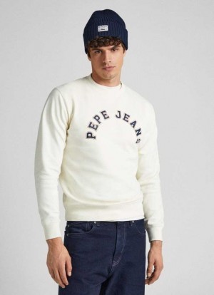 Sudaderas Pepe Jeans Sweatshirt With Printed Logo Hombre Blancas | 874LZCPHD