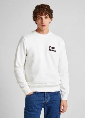 Sudaderas Pepe Jeans Sweatshirt With Printed Logo Hombre Blancas | 731IZQFGS