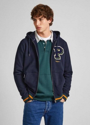 Sudaderas Pepe Jeans Zip-up Sweatshirt Hombre Azules | 681AOHVNX