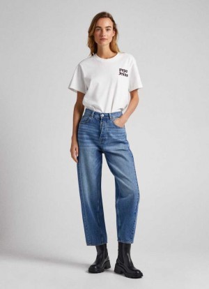 Trends Pepe Jeans Addison Balloon Fit High-rise Jeans Mujer Azules | 892TALQWY