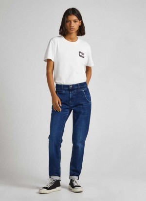 Trends Pepe Jeans Carey Relaxed Fit Mid-rise Jeans Mujer Azules | 731EHBWKT