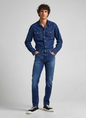 Trends Pepe Jeans Crane Slim Fit Mid-rise Jeans Hombre Azules | 502ZBULMI