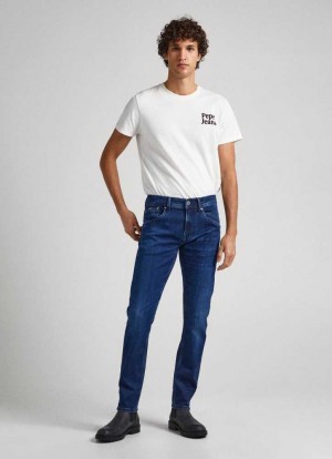 Trends Pepe Jeans Pista Fit Mid-rise Jeans Hombre Azules | 653UWRQCE