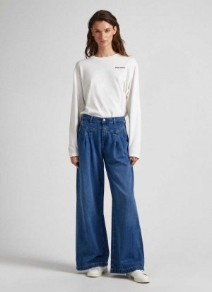 Trends Pepe Jeans Quinn Relaxed Fit Mid-rise Jeans Mujer Azules | 021GSIRXT