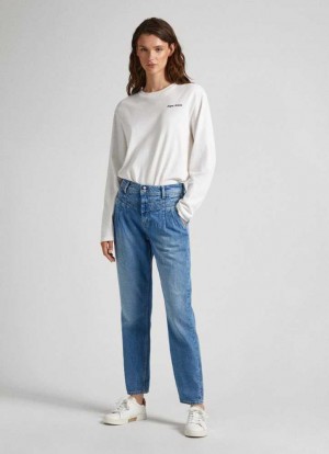 Trends Pepe Jeans Violet Relaxed Fit High-rise Jeans Mujer Azules | 402VBZROT