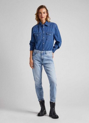 Trends Pepe Jeans Violet Relaxed Fit High-rise Jeans Mujer Azules | 120BVMXDU