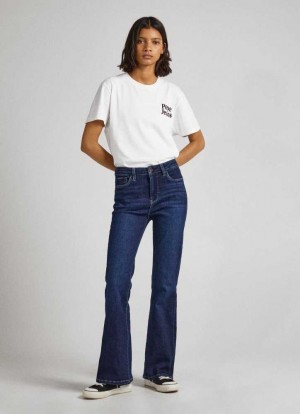 Vaqueros Acampanados Pepe Jeans Dion Flare Fit High-rise Cintura Jeans Mujer Azules | 138XVKEWN
