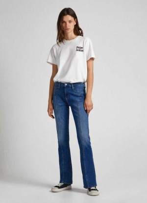 Vaqueros Acampanados Pepe Jeans Lennox Flare Fit Mid-rise Jeans Mujer Azules | 038TIWPVF