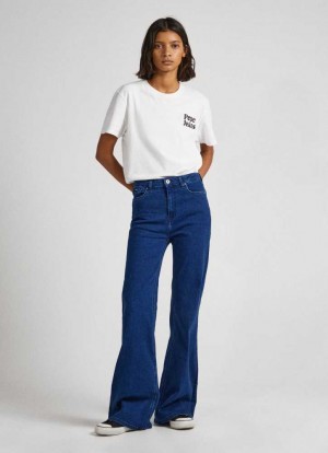 Vaqueros Acampanados Pepe Jeans Willa Flare Fit High-rise Jeans Mujer Azules | 057QTUYZB