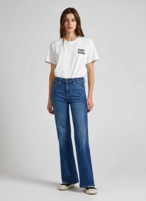 Vaqueros Acampanados Pepe Jeans Willa Flare Fit High-rise Jeans Mujer Azules | 839XZUJWQ