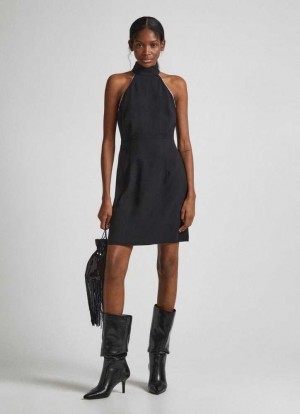 Vestido Pepe Jeans Corta Vestido In Crepe Fabric Mujer Negras | 842ZCRFYM