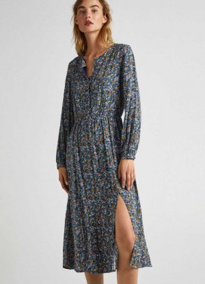 Vestido Pepe Jeans Floral Print Dobby Vestido Mujer Multicolor | 190XLZHQO