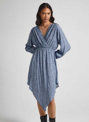 Vestido Pepe Jeans Floral Print Lurex Vestido Mujer Multicolor | 130HIKREO