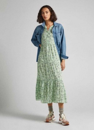 Vestido Pepe Jeans Floral Print Vestido Mujer Multicolor | 389QAWTZP