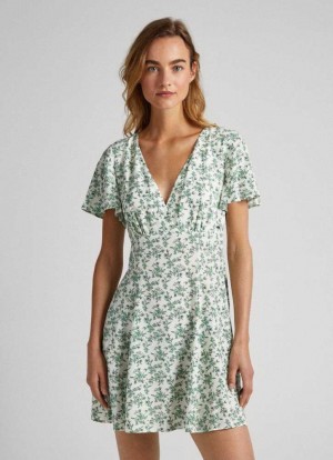 Vestido Pepe Jeans Floral Print Vestido Mujer Multicolor | 056OJYHEK
