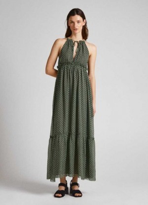 Vestido Pepe Jeans Geometric Print Chiffon Vestido Mujer Multicolor | 368DKXFQR