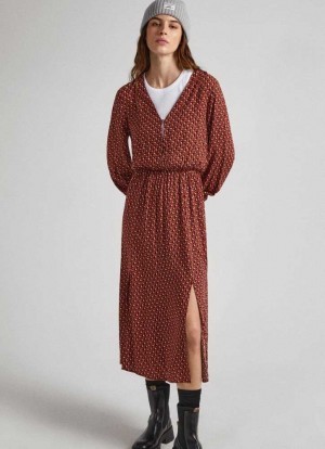 Vestido Pepe Jeans Geometric Print Dobby Vestido Mujer Multicolor | 572ISGABX
