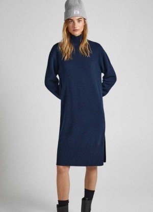 Vestido Pepe Jeans Lana Knit Vestido Mujer Azules | 962TVNIYD