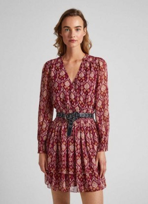 Vestido Pepe Jeans Ornamental Chiffon Vestido Mujer Multicolor | 604DHXJSA