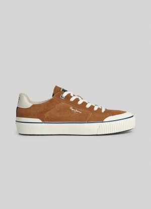 Zapatillas Pepe Jeans Ben Overdrive Gamuza Trainers Hombre Marrones | 257HFDZXL