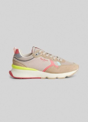 Zapatillas Pepe Jeans Brit Pro Young Correr Shoes Mujer Marrones Beige | 943OVNZIF