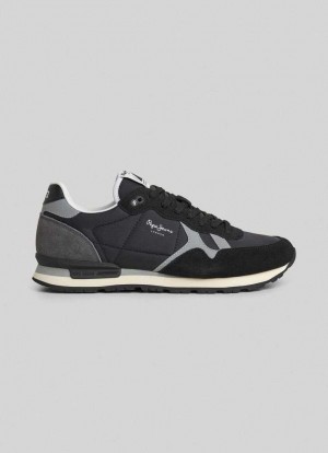 Zapatillas Pepe Jeans Brit Reflect Correr Shoes Hombre Negras | 542BEKJUW