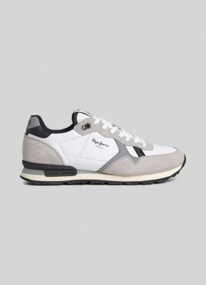 Zapatillas Pepe Jeans Brit Reflect Correr Shoes Hombre Blancas | 257FYRXNC