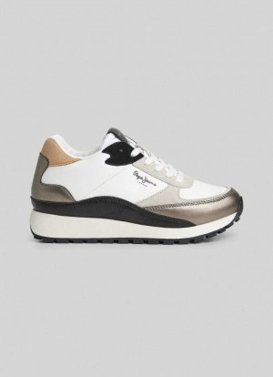 Zapatillas Pepe Jeans Dean Kent Combined Trainers Mujer Blancas | 951EKCWUF