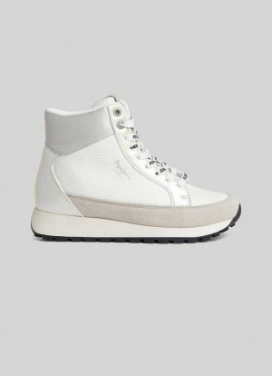 Zapatillas Pepe Jeans Dean Moll Combined Trainers Mujer Blancas | 570AMQIBR