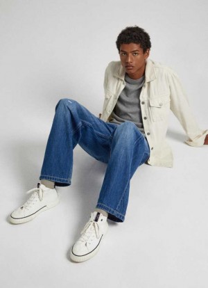 Zapatillas Pepe Jeans Industry Basic Lona Trainers Hombre Blancas | 094SLIWTQ